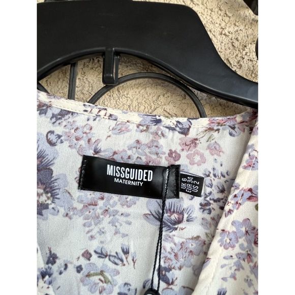 Missguided Maternity Front tie mini Dress - Size 2 - Floral Lilac / Multicolored - Picture 7 of 12